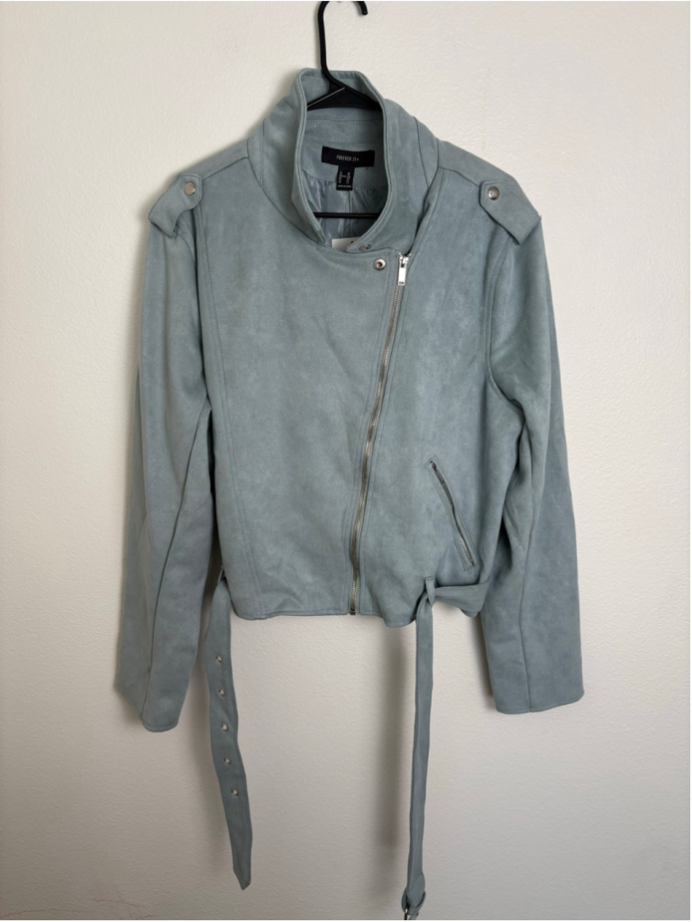 Forever 21+ Stone Blue Motorcycle Jacket Womens Plus 2X